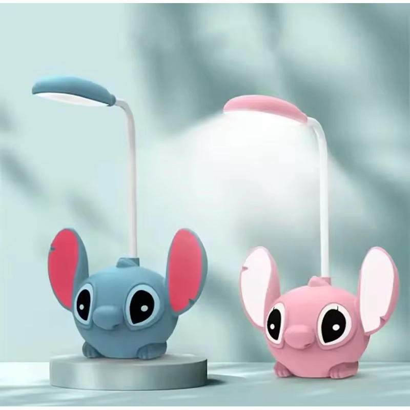 abajur Lilo e Stitch com apontador de lápis, luz noturna dobrável, recarga USB