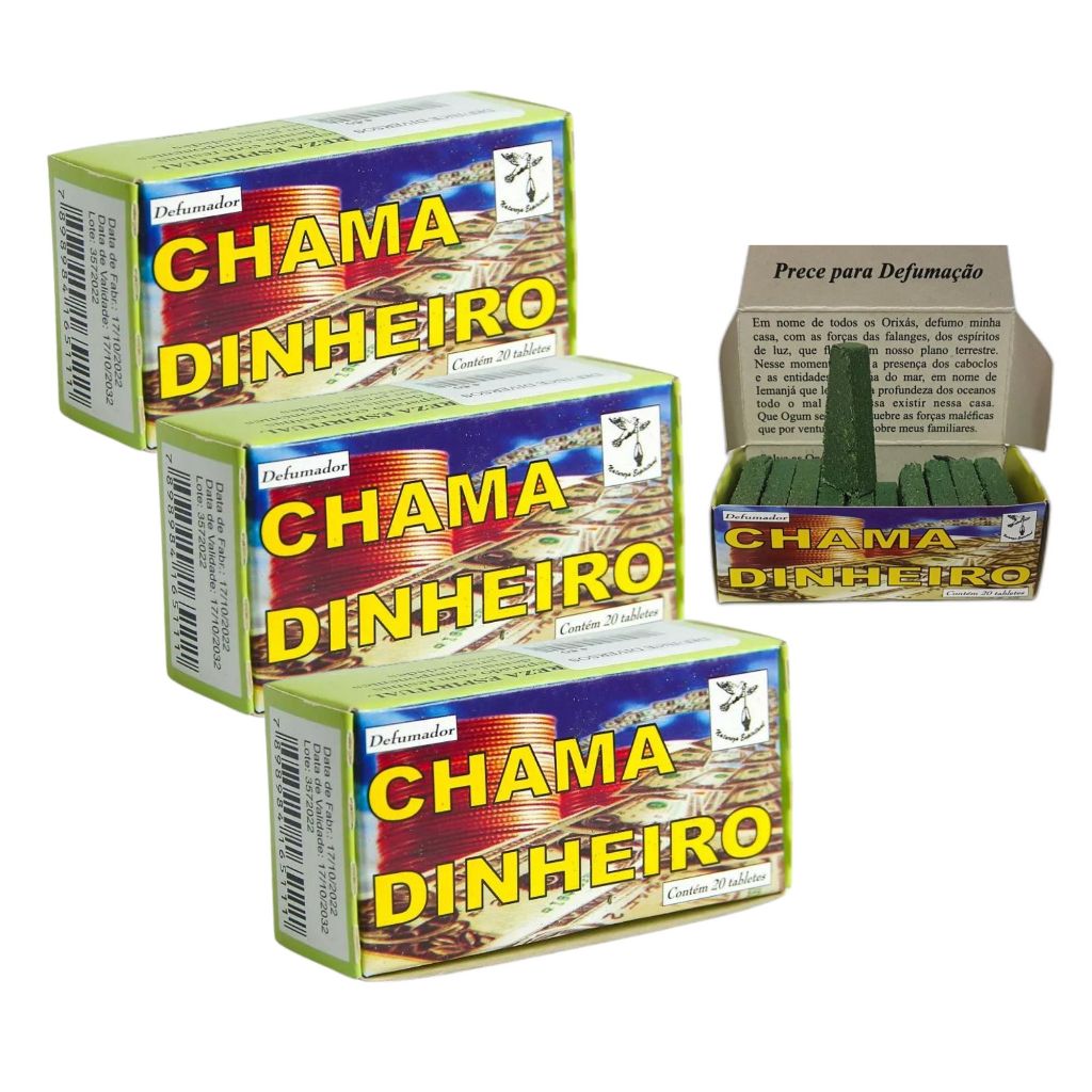 3 Caixas De Defumador Natureza Espiritual - Chama Dinheiro 20 tabletes