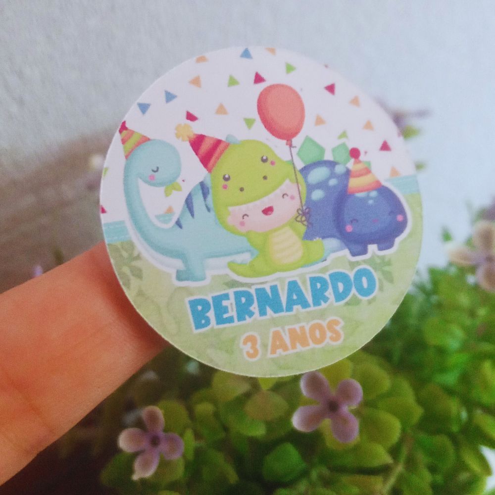 160 ADESIVOS PERSONALIZADOS Dino Baby - Lembrancinhas de Chá de Bebê, Aniversário, Chá Revelação