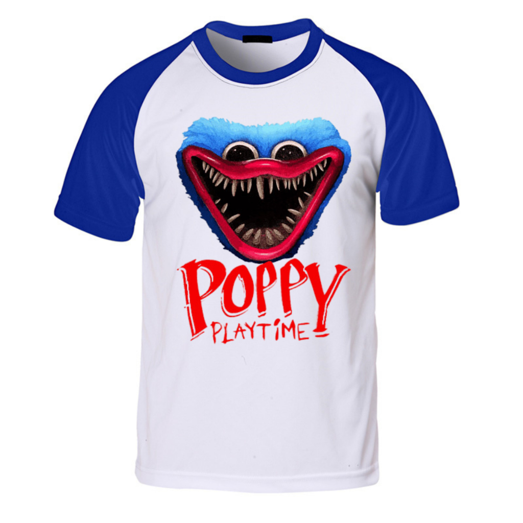 Camiseta Infantil Huggy Wuggy Boneco Poppy Playtime Jogo Juvenil Game Crianças Festa Personagem Presente Aniversario