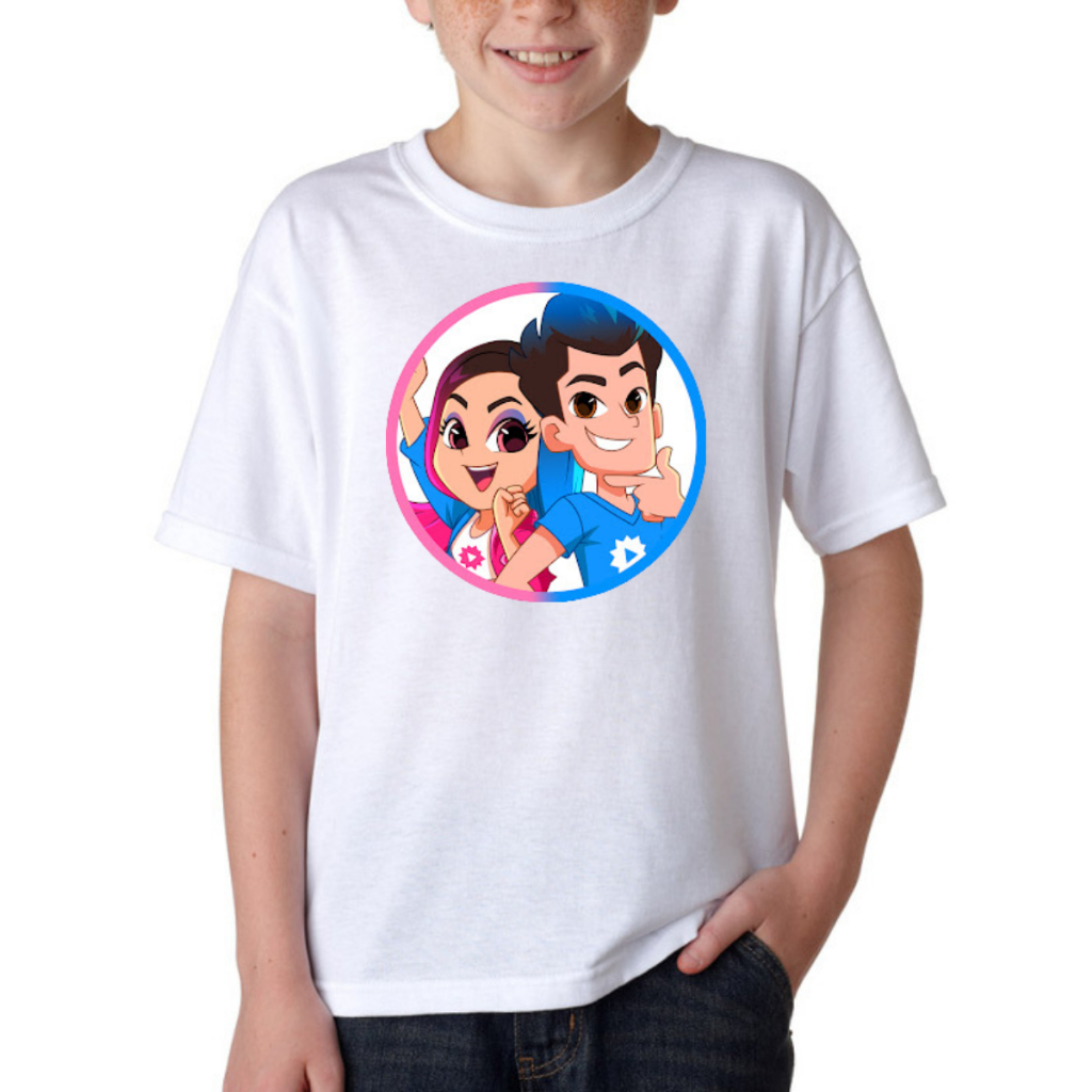 Camiseta Infantil Dudu e Carol Youtuber Trolagem Juvenil Criança Festa Show Presente Aniversario Unissex Jogo