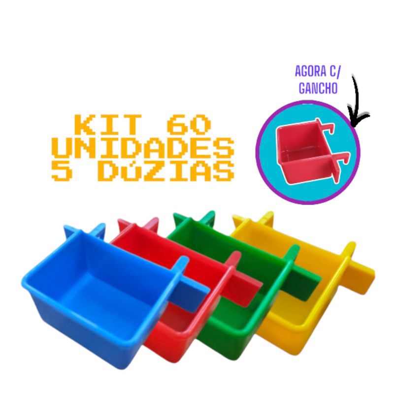 COXINHO LATERAL COMEDOURO GAIOLA  KIT 5 DUZIAS  AVES E PASSAROS