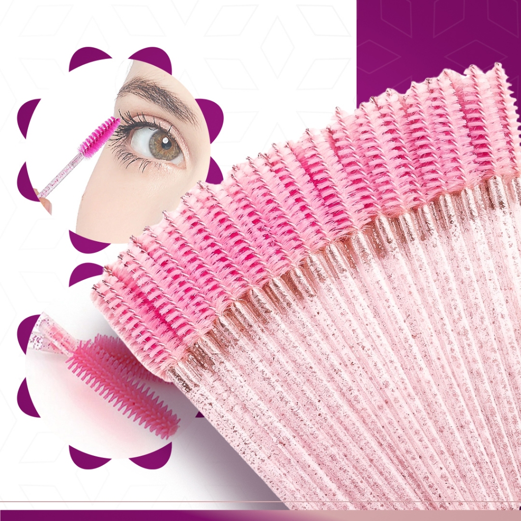 Kit 100 Escovas De Cílios E Sobrancelha Descartáveis Com Glitter em Oferta na Shopee