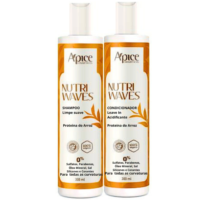 Kit Apse Nutri Waves – Shampoo Limpeza Suave + Condicionador Leave In Condicionante 300ml Apice