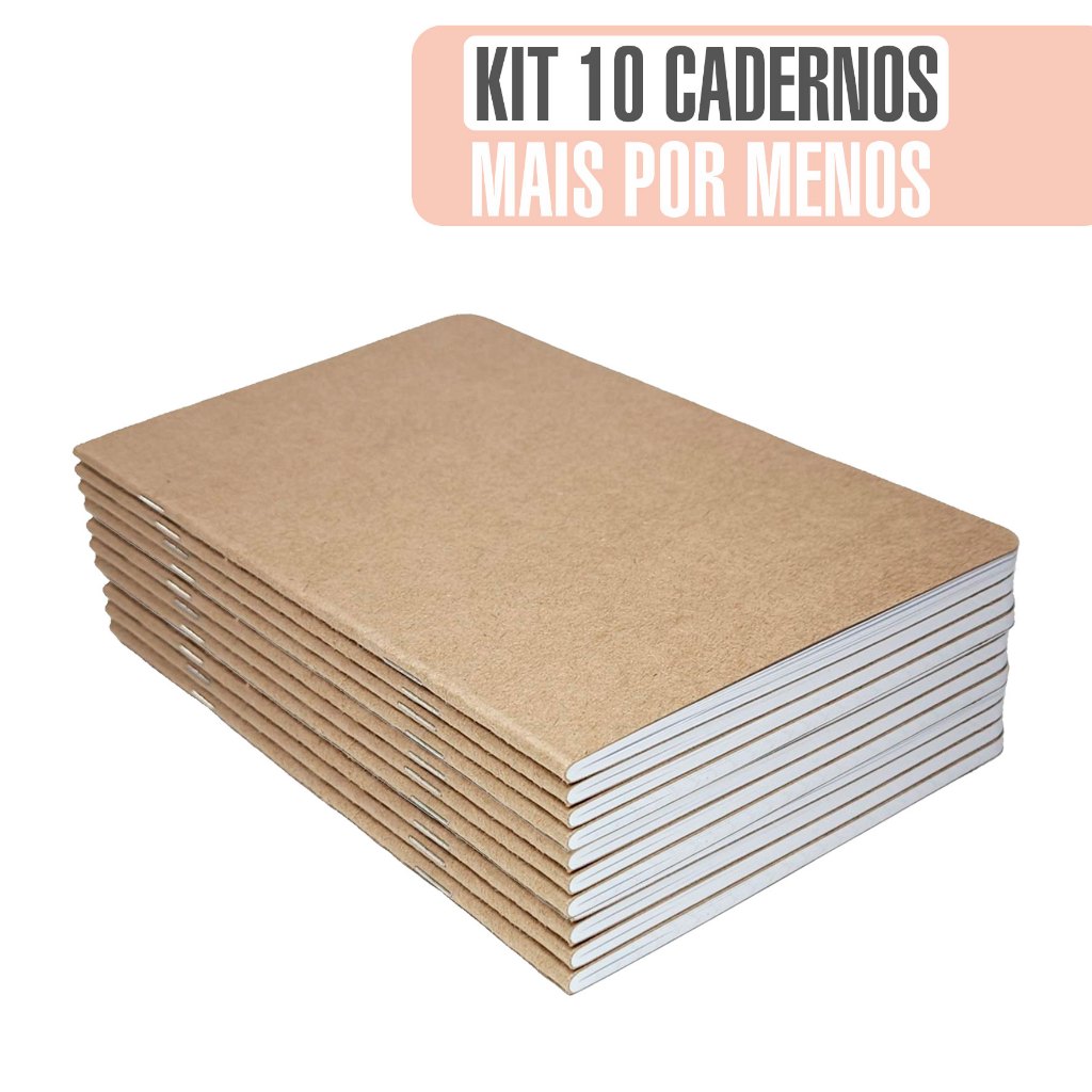 kit 10 Cadernos Kraft | mini | Lisos  | Bloco Traveler A6 | Sketchbook Planner em Oferta na Shopee