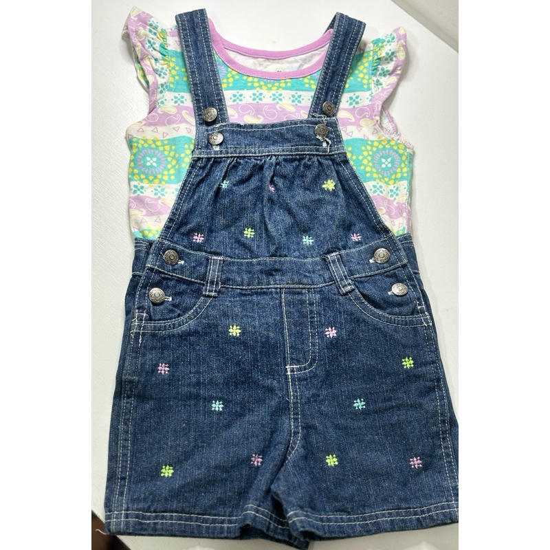 Conjunto macacão curto jeans e blusa Nannette - Tamanho: 4T (original)