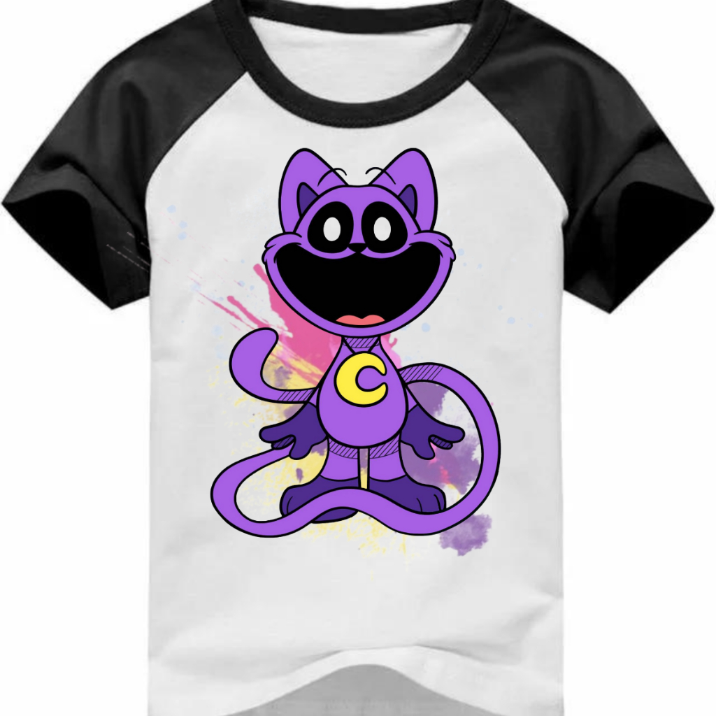 Camiseta Catnap Poppy Playtime Camisa Do Personagem Infantil Boneco Pelúcia Gato Jogo Festa Crianças Unissex Juvenil