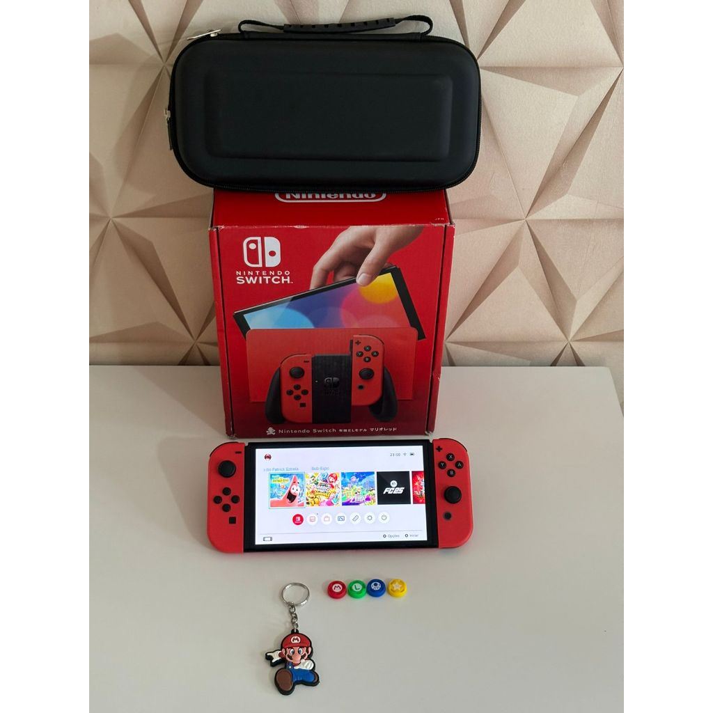 NINTENDO SWITCH OLED DESBLOQUEADO MARIO RED