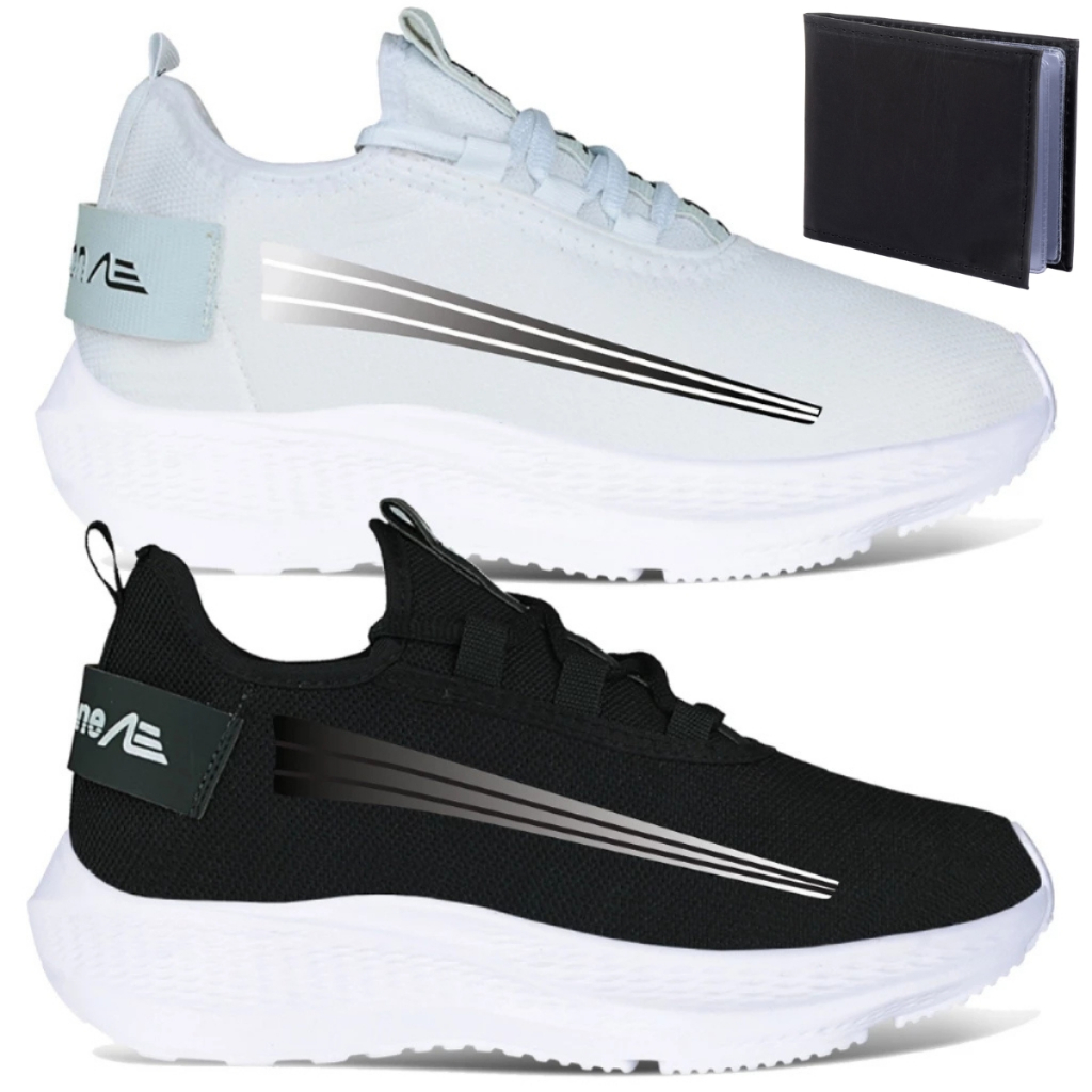 Kit 2 pares Tênis Masculino Leve Confortável Academia + Carteira