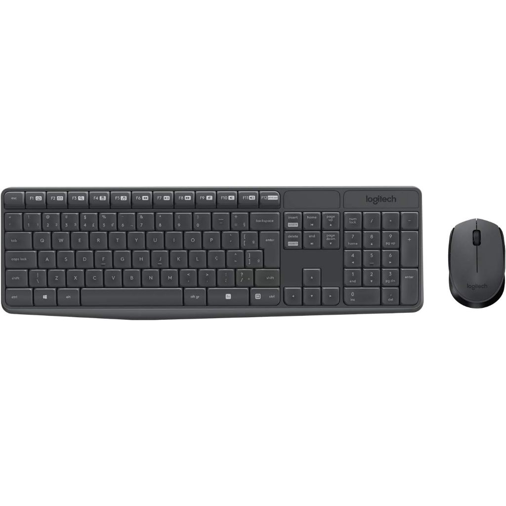 Kit Teclado E Mouse Logitech Sem Fio Mk235 Com Conexão Usb Cor Cinza