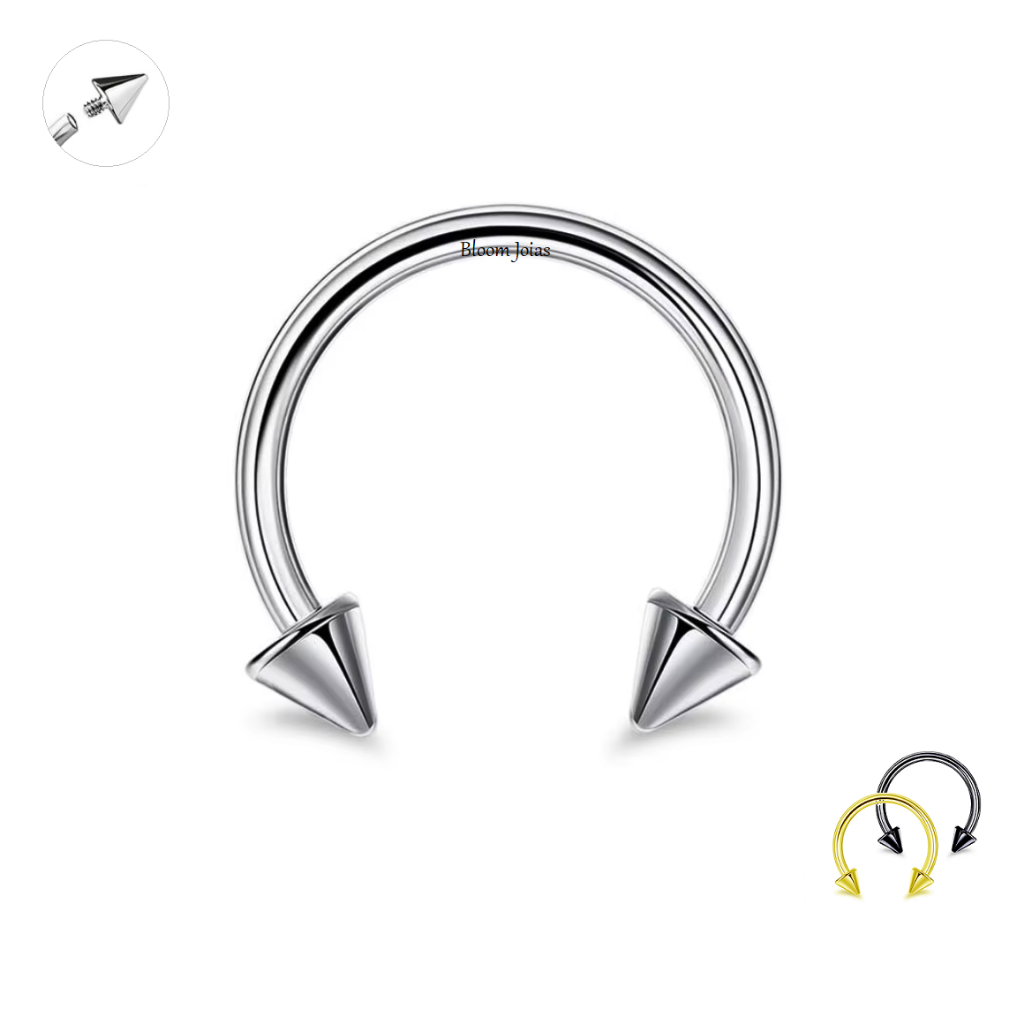 Piercing Ferradura 100% Titânio Spike Rosca Interna em Oferta na Shopee
