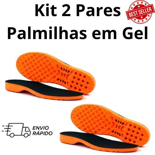 Kit com 2 Pares de Palmilha Ortopédica em Gel Para Várias Horas de Trabalho Alivia Dores Confortável