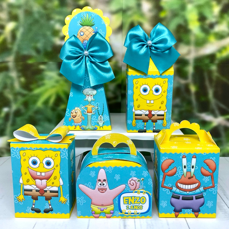 Caixinhas personalizados  lembrancinhas  aniversário  Kit festa  Bob Esponja