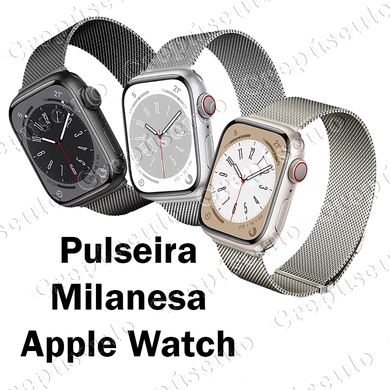 Pulseira Milanesa Loop Aço Metal Imã para Smartwatch Apple Watch Série 1-10 38/40/41/42/44/45/46/49mm