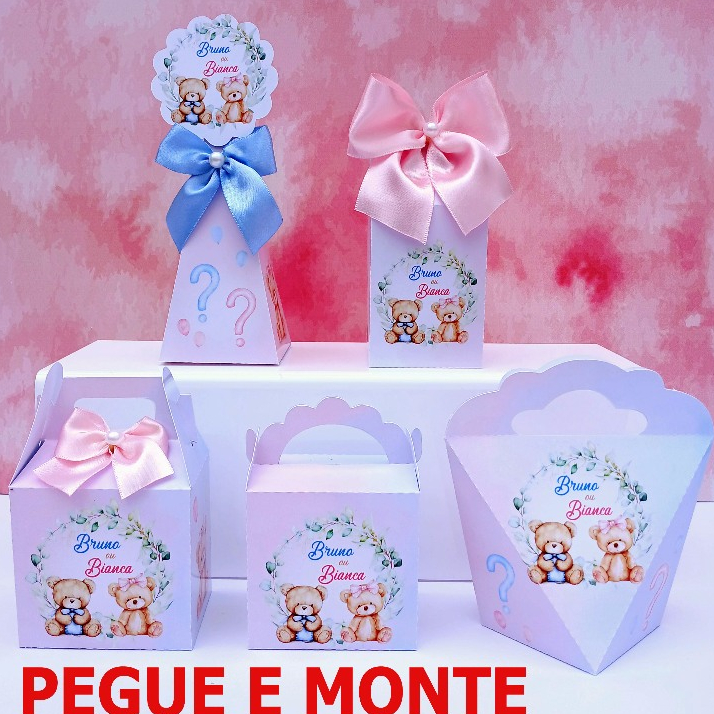 PEGUE E MONTE – KIT FESTA PERSONALIZADOS CHÁ REVELAÇÃO USINHOS  LEMBRANCINHAS CAIXINHAS PARA FESTA