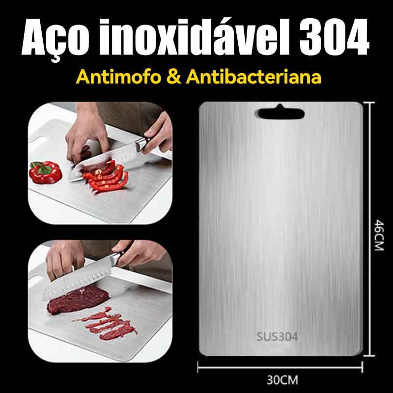 Tábua de Corte Profissional em Aço Inoxidável 304, Antimofo e Antibacteriano, Ferramenta de Cozinha