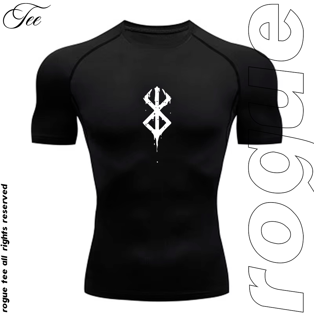 Camiseta De Compressão Dri-fit Berserk Guts Simbolo Sacrificio Anime Gym Academia Treino
