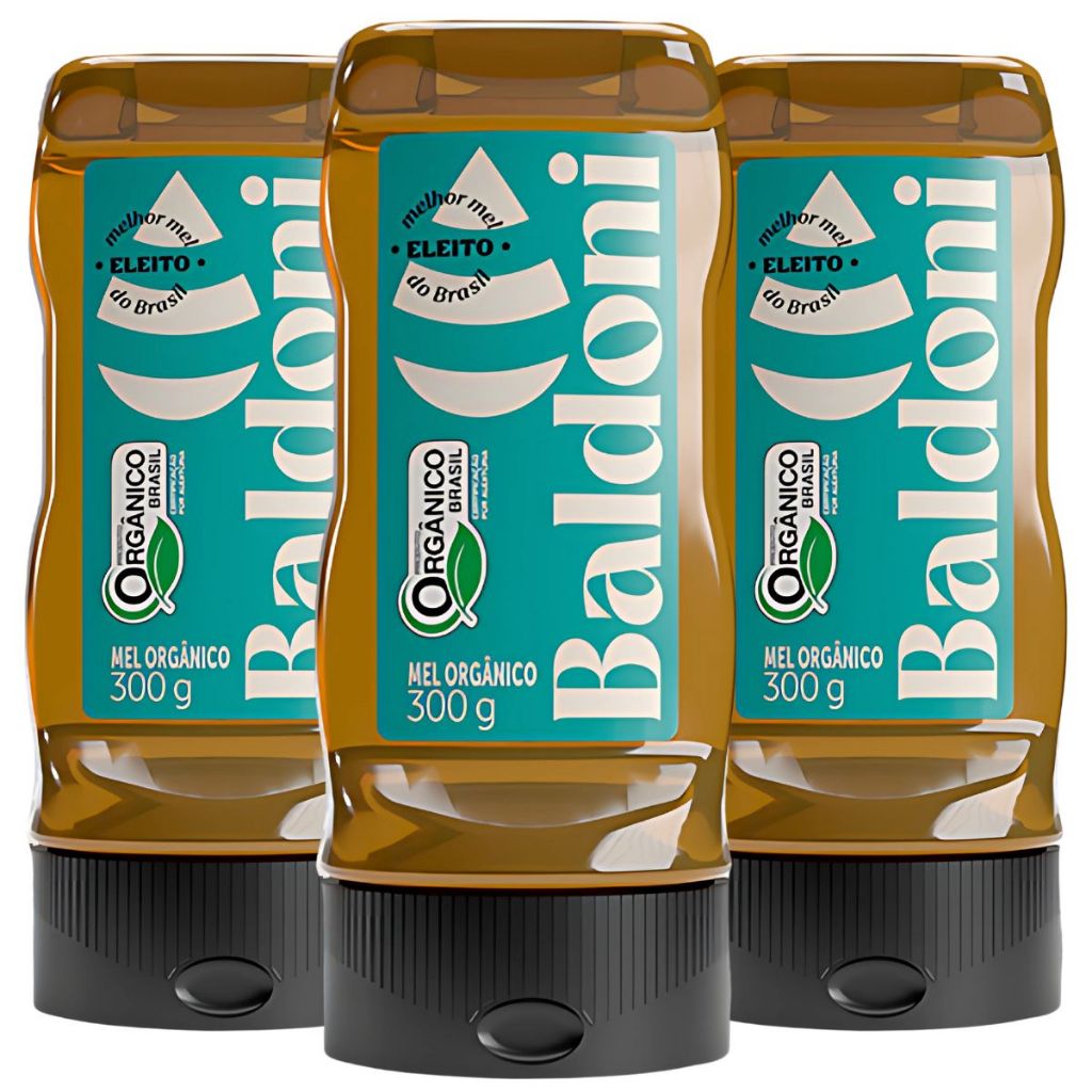 Kit 3 Mel de Abelha Orgânico Pote 300g - Baldoni