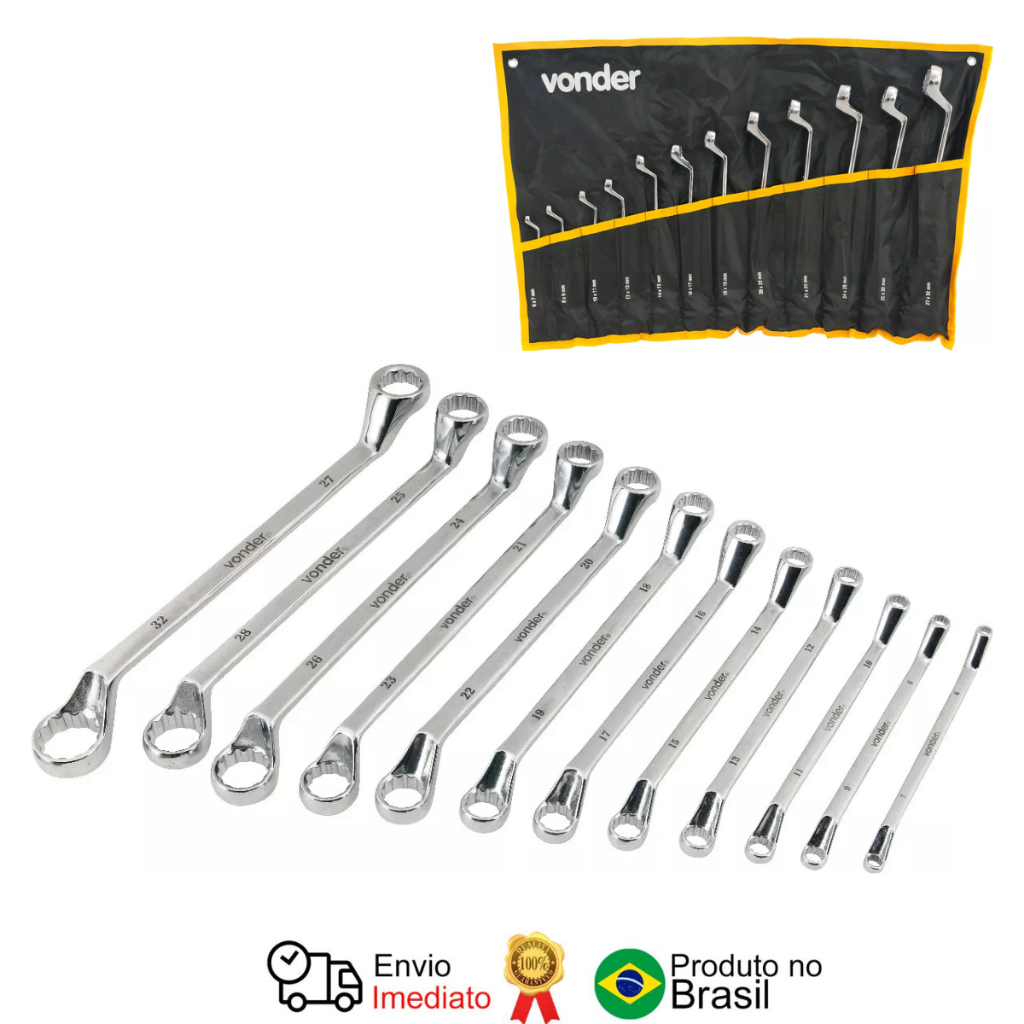 Jogo De Chaves Estrela 6 A 32 Mm Aço Cromado Kit com 12 Peças - Vonder