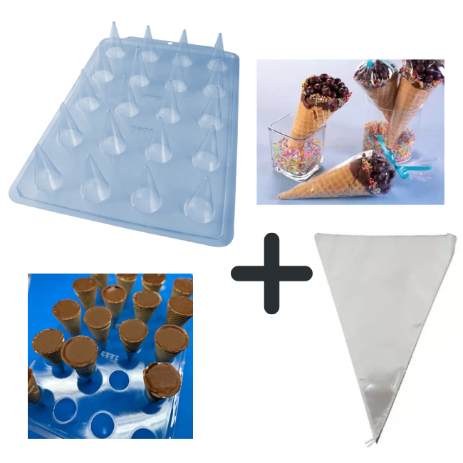 KIT Forma Suporte Para Cone Bwb ~ Saco saquinho CONE 14x23 Médio Plástico Bopp Transparente 50 unid em Oferta na Shopee