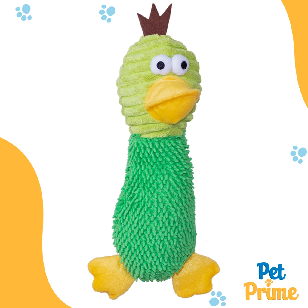 Brinquedo Pelúcia Pato Maluco Sonoro com Apito Interno 31cm Savana P/ Cães e Gatos