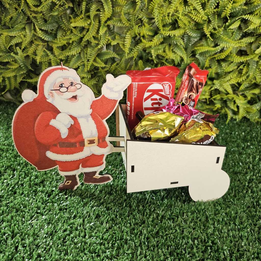 Caixinha Feliz Natal Cesta Natalina Porta Chocolate de Natal Lembrancinha de Papai Noel