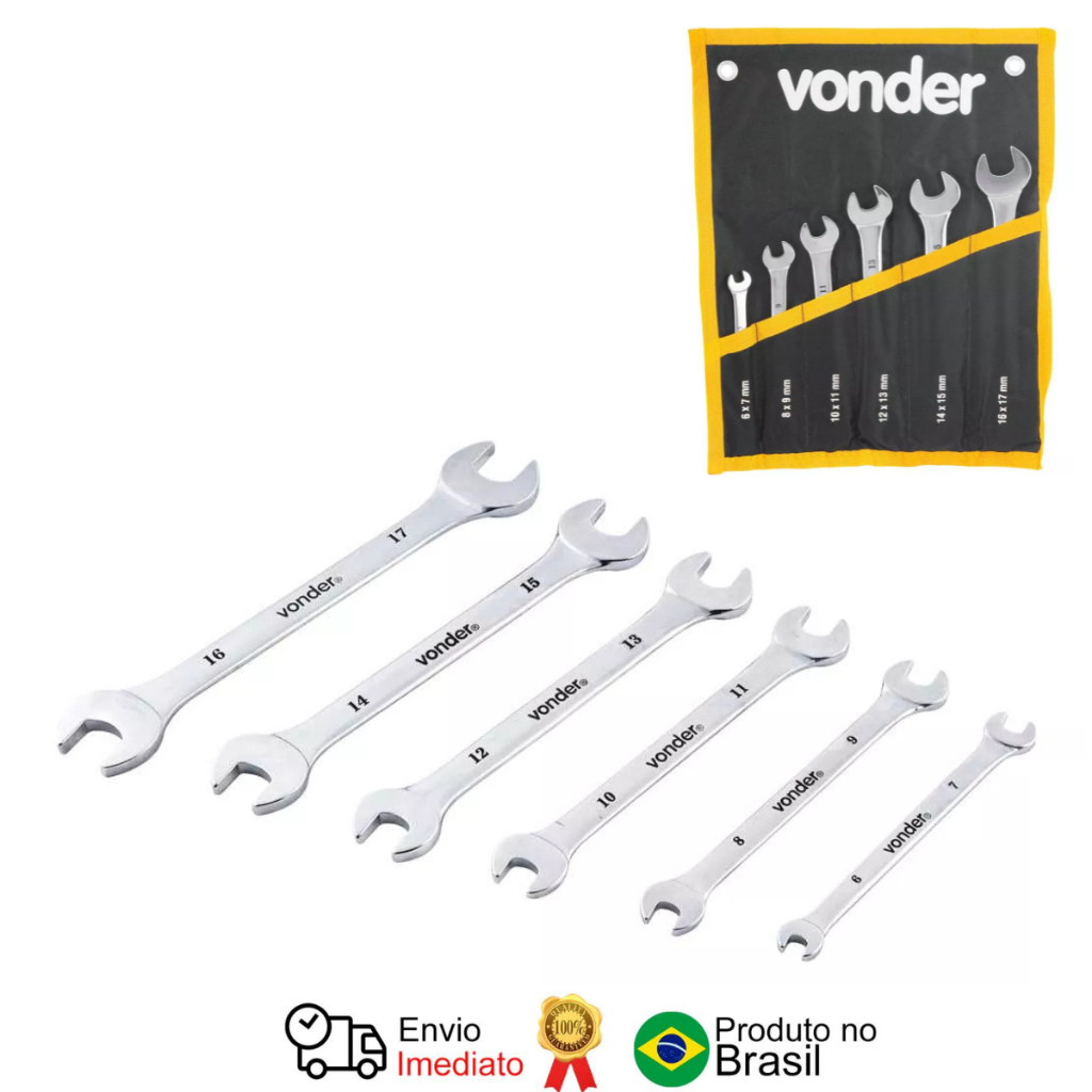 Jogo De Chaves Fixas 6 Mm A 17 Mm Cromadas Kit com 6 Peças - Vonder em Oferta na Shopee
