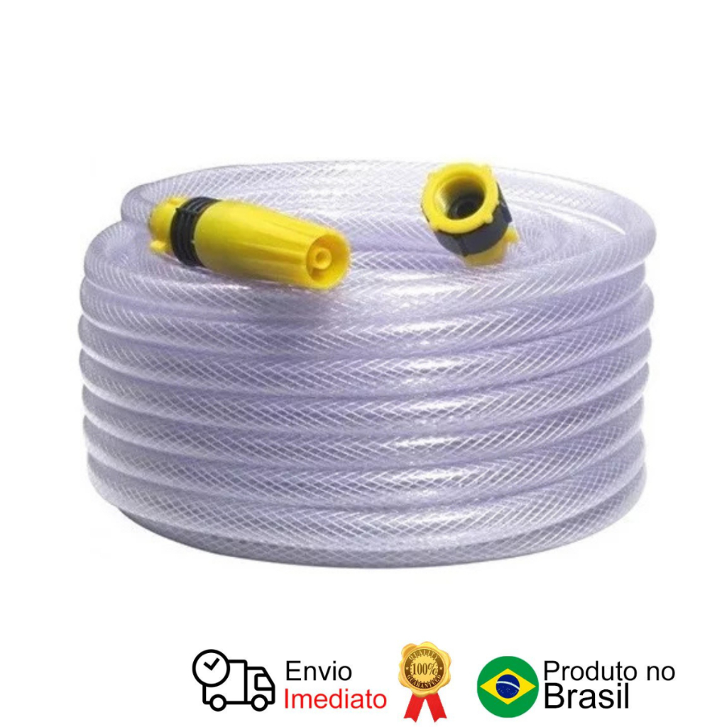 Mangueira Jardim Trançada Transparente 30 M Com Esguicho Vonder em Oferta na Shopee