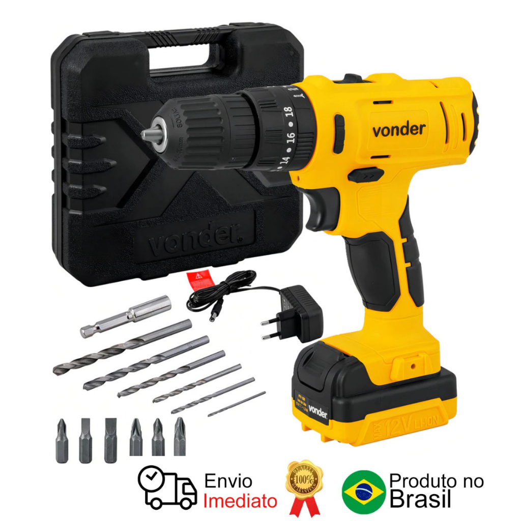 Parafusadeira Furadeira C/ Impacto Bateria 12v Bivolt Pfv120i Com Maleta - Vonder em Oferta na Shopee