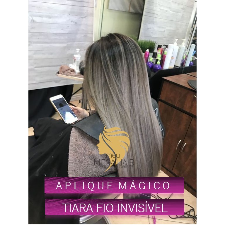 Cabelo Russo Tic Tac Loiro Acinzentado Liso 70cm 150g Mega Alongamento Promoção Mega