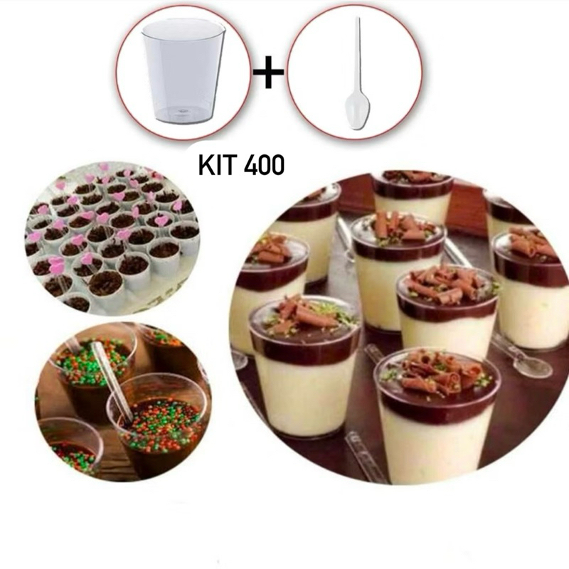 Detalhes do KIT 100~400 MINI COPOS 25ML ACRÍLICO + COLHERZINHAS CRISTAL – BRIGADEIRO E DOCES OFF