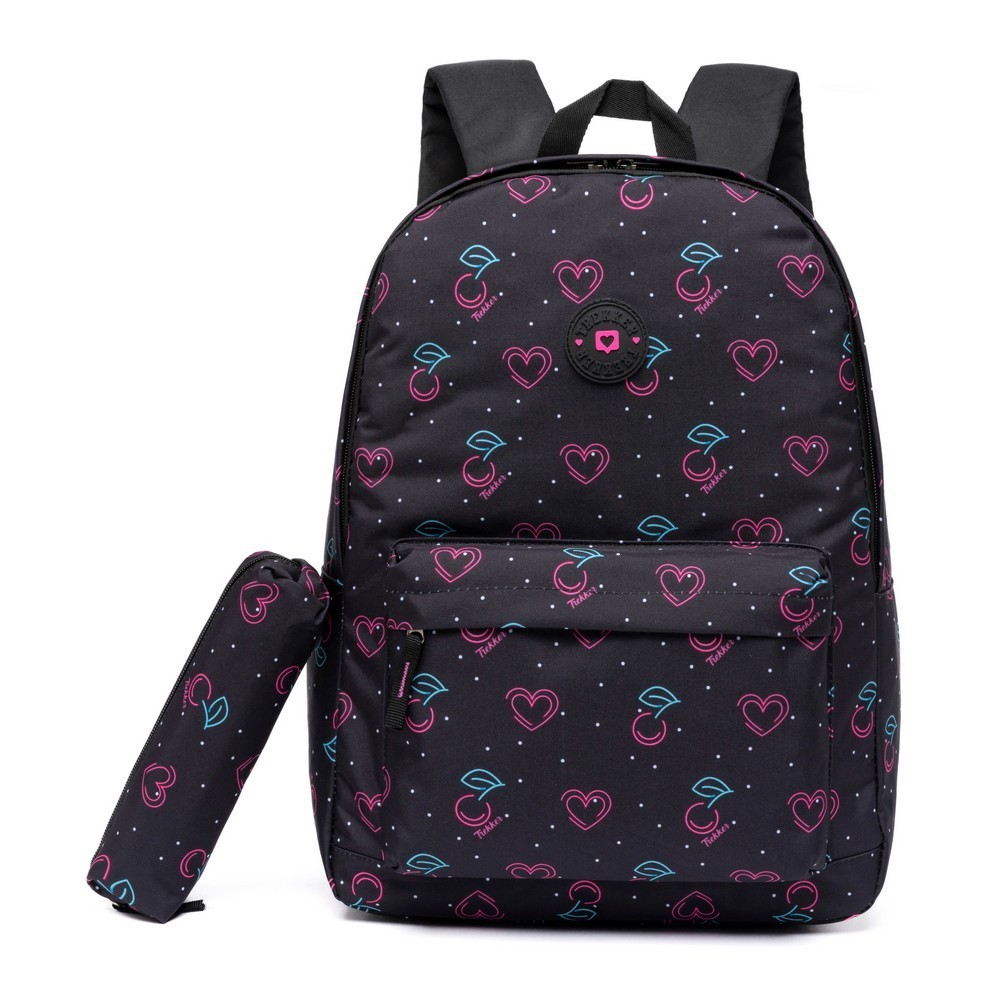 Mochila Trekker Reforçada Básica Feminina Escolar Com Estojo