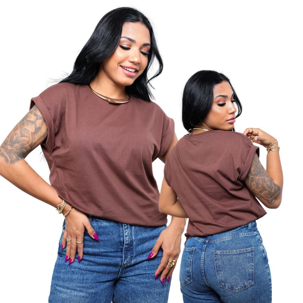 Kit 2 Blusas Feminina Lisa Manga Japonesa