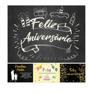 Painel Retangular Horizontal Tecido Sublimado Feliz aniversário em Oferta na Shopee