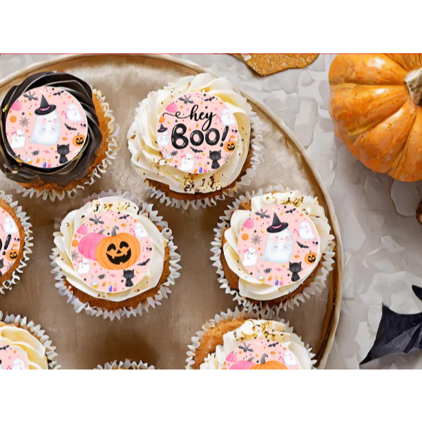 aplique comestivel / papel arroz para  Cupcake Halloween rosa