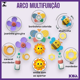 Móbile Arco Flexível Com Acessórios Para Aprendizado Evolução Criatividade Coordenação Abelinha ou Praia em Oferta na Shopee