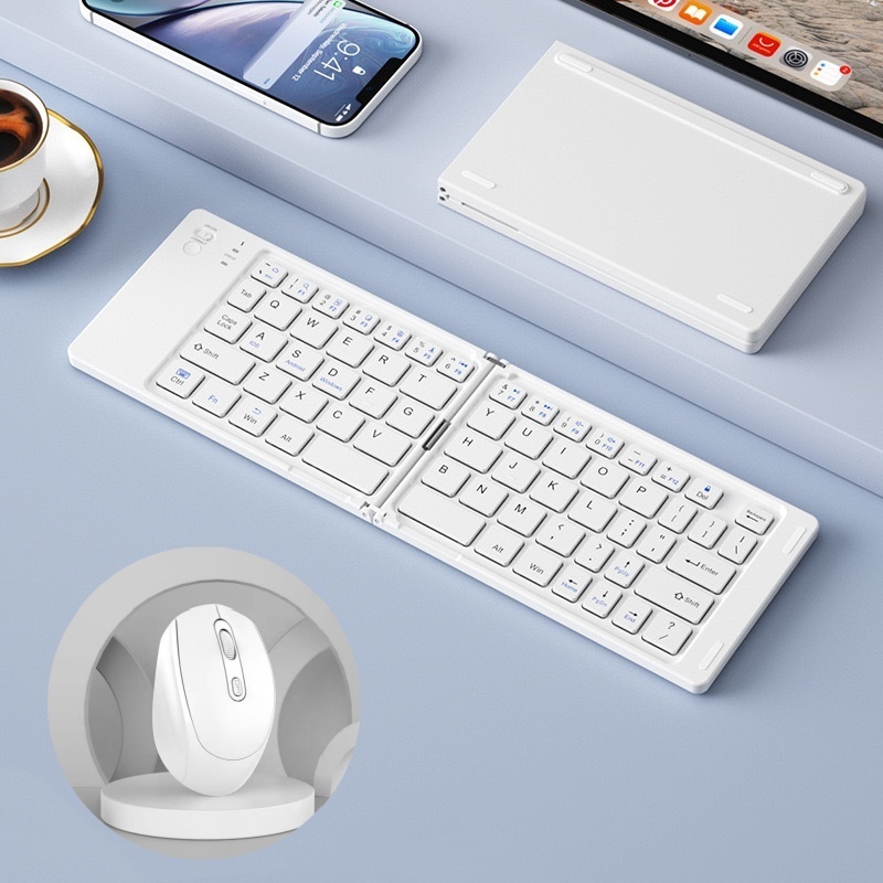 KIT Teclado e rato Sem Fio Bluetooth Universal Dobrável Portátil -H6