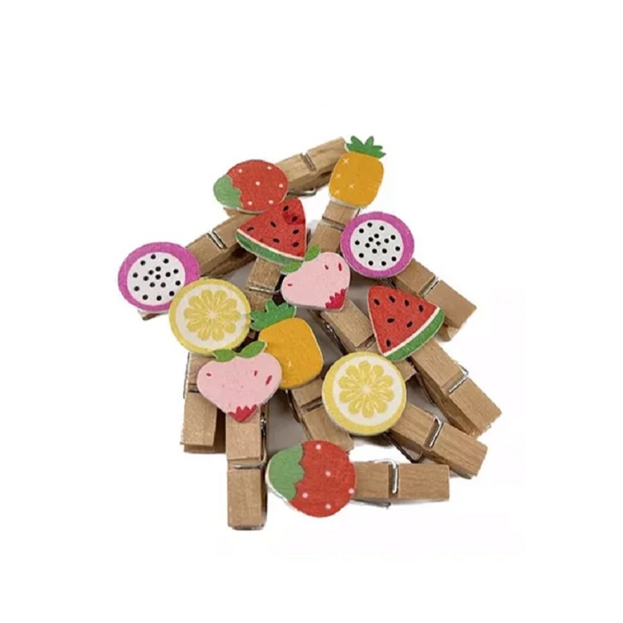 Mini prendedor de madeira frutas com 10 unidades Interponte