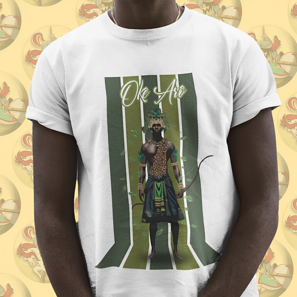 Camiseta Premium Religiosa Orixás Umbanda Candomblé Orixá Oxóssi Algodão 30.1 Arte 250.6