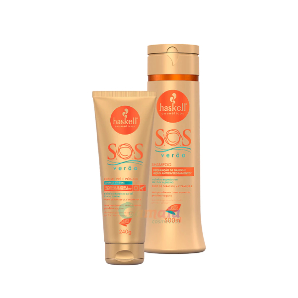 Kit Haskell S.o.s Verao Shampoo E Creme Sem Enxague 4 Em 1