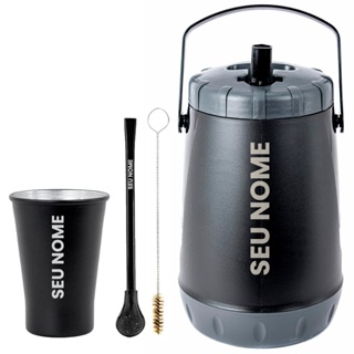 Kit Tereré Garrafa 2.5L Térmica Copo 280ML Bomba Inox - Personalize Seu Nome em Oferta na Shopee