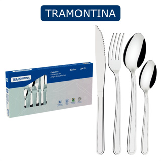 Kit Conjunto Jogo De Faqueiro Búzios 24 Peças Aço Inox Tramontina em Oferta na Shopee