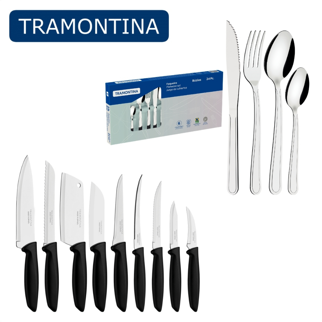 Jogo De Talheres Faqueiro 33 Peças Inox Kit Búzios + Plenus Tramontina em Oferta na Shopee