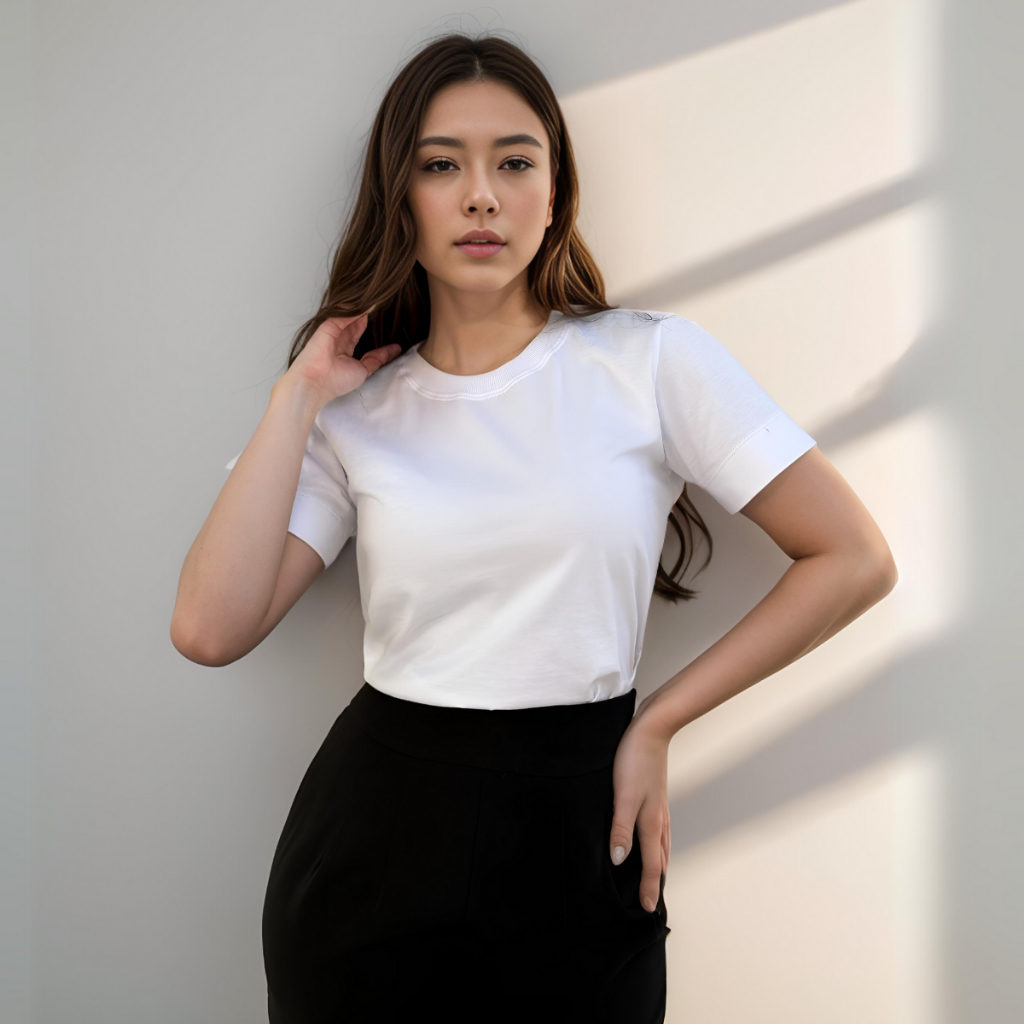 Blusa T-Shirt Feminina Básica Lisa Com Manga Menegotti 100% Algodão Premium Casual Croppet