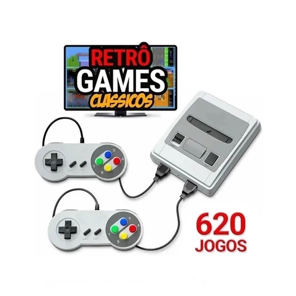 Video Game Classic Super Nin - tendo Mini SNES 2 Controles 8 Bits 620 Jogos Original Envio Imediato