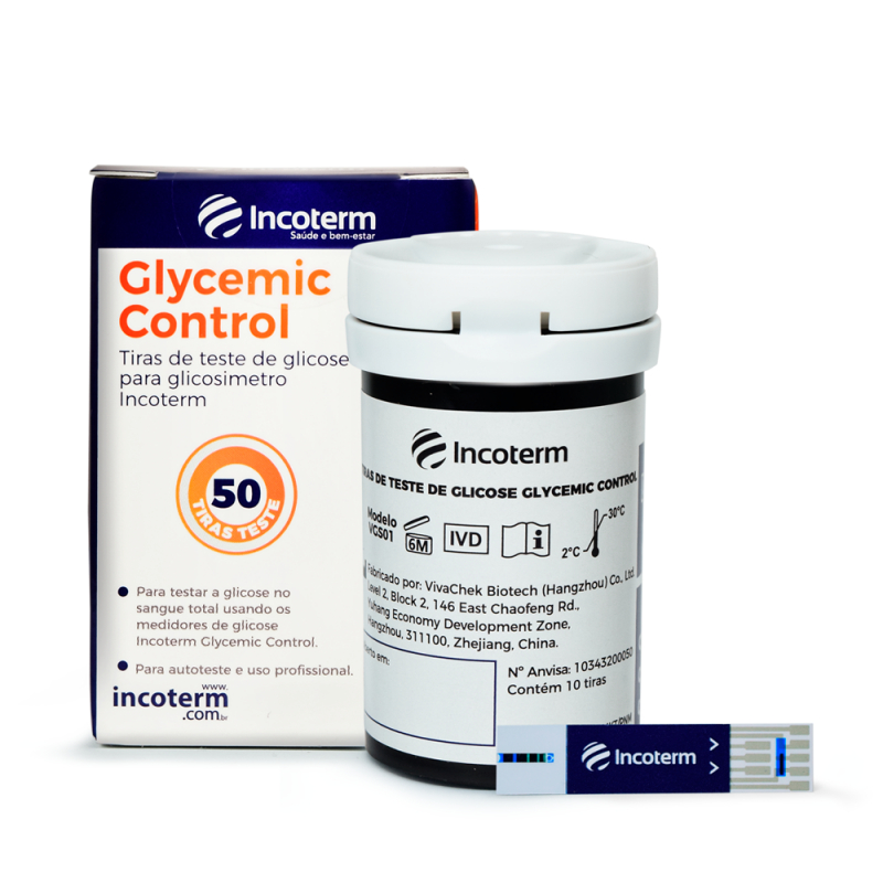 Tiras de Teste para Glicosimetro Glycemic Control - 50 und. Incoterm