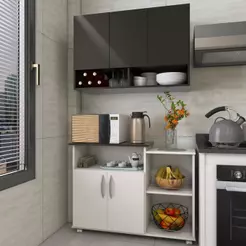 Kit Armario E Balcao Para Mircroondas Cozinha Completa AJL