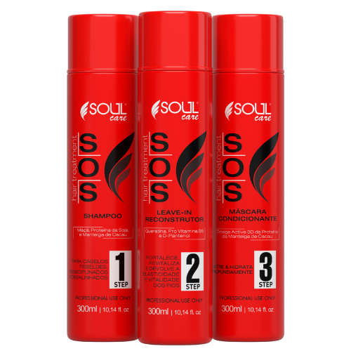 Kit SOS Reconstrução Capilar Profissional - Hidratação, Cauterização e Cronograma Capilar Soul Care