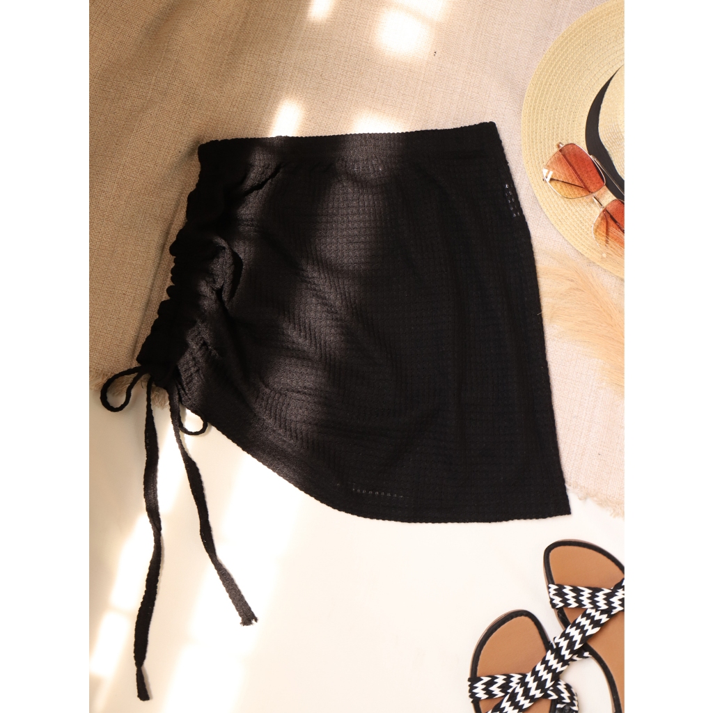 Saida Praia Saia Curta Feminina Com Cordão Lateral Fenda Festival Cintura Elastico em Oferta na Shopee
