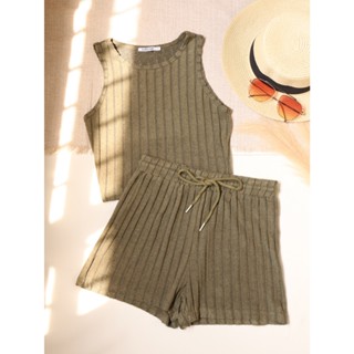 Conjunto Remendada Top Tank & Cintura Com Cordão Shorts em Oferta na Shopee